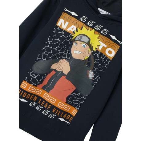 Sweat à capuche bleu marine avec un imprimé et une coupe droite - Image 3