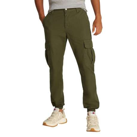 Pantalon Cargo kaki uni en coton avec une coupe slim et des poches à rabat - Image 2
