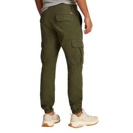 Pantalon Cargo kaki uni en coton avec une coupe slim et des poches à rabat - Image 3
