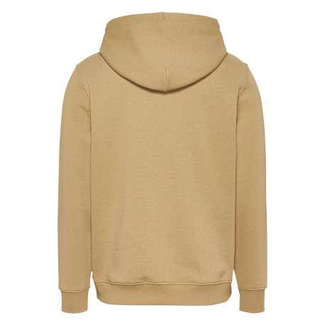 Sweat à capuche sable uni en coton avec une poche kangourou et nom de la marque - Image 2
