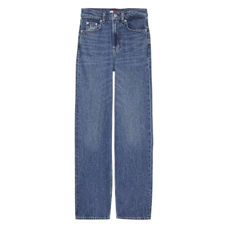 Jean Layla bleu en coton avec une coupe droite et un patch d'authenticité
