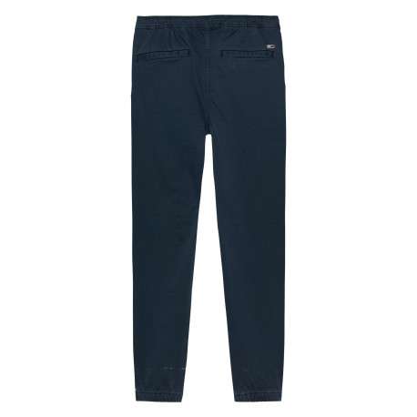 Pantalon marine uni en coton avec une coupe droite et une taille élastiquée - Image 2