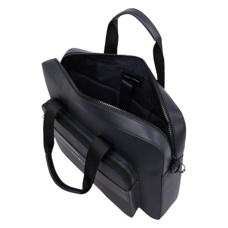 Sac porte documents marine uni avec une poche zippée à l'avant  - Image 3