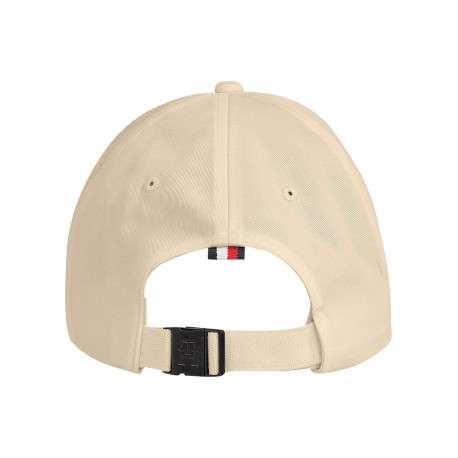 Casquette beige unie en coton avec un clip de fermeture et logo iconique - Image 2
