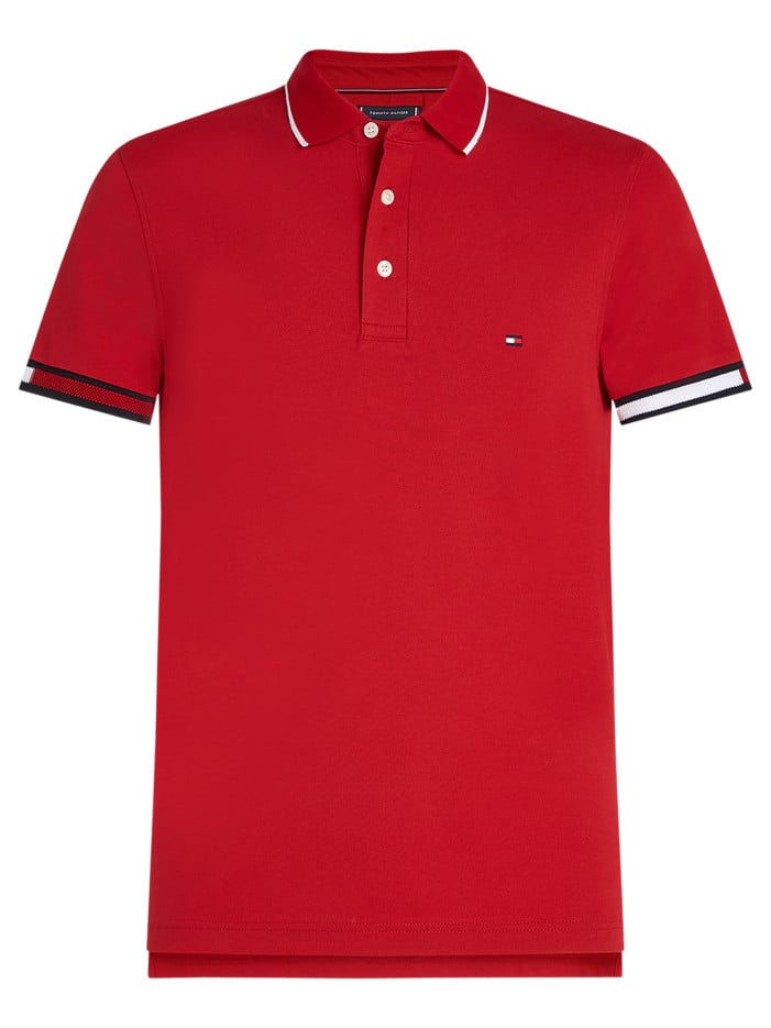 Polo rouge uni en coton...