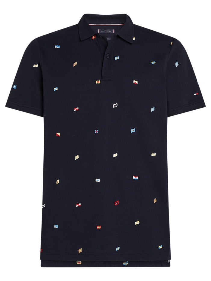Polo noir uni en coton à...