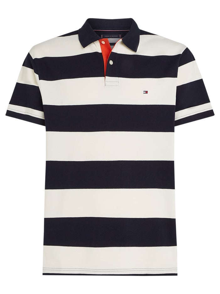 Polo noir rayé en coton...