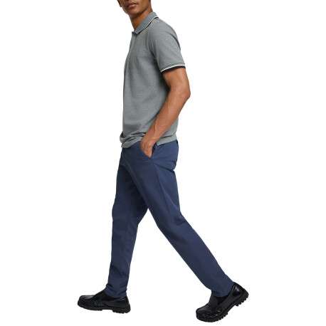 Chino en coton bleu indigo uni à coupe slim fit avec une taille intermédiaire - Image 6