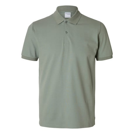 Polo à manches courtes en coton vert uni avec une coupe slim fit