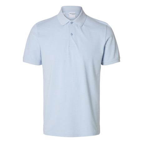 Polo à manches courtes en coton bleu ciel uni avec une coupe slim fit