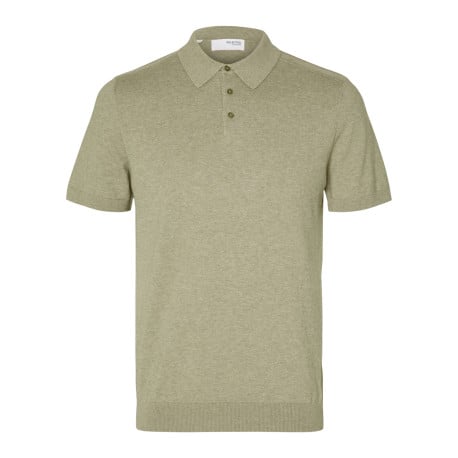 Polo à manches courtes en coton vert chiné avec une coupe slim fit