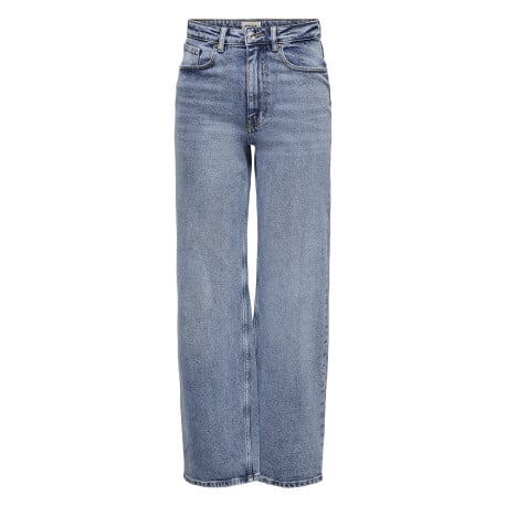 Jean en coton bleu stone délavé avec une coupe bootcut et une taille haute