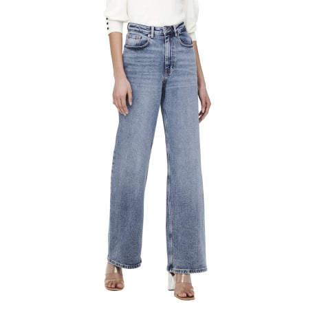 Jean en coton bleu stone délavé avec une coupe bootcut et une taille haute - Image 4