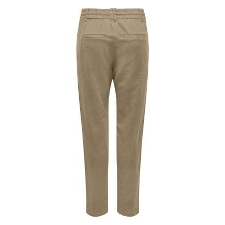 Pantalon camel uni avec une coupe carotte et un lacet à la taille - Image 2