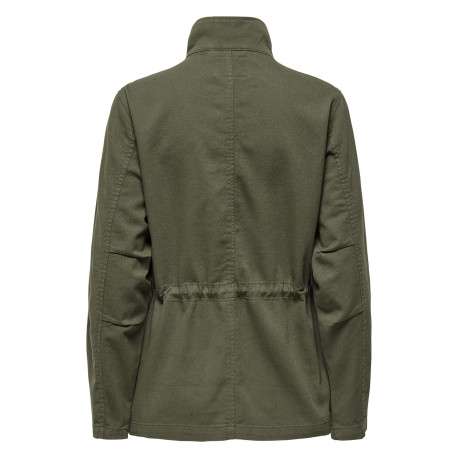 Veste kaki unie avec une coupe mi-longue un col montant et des strass - Image 5