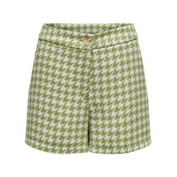 Short chino vert à imprimé pied de poule avec une coupe regular fit