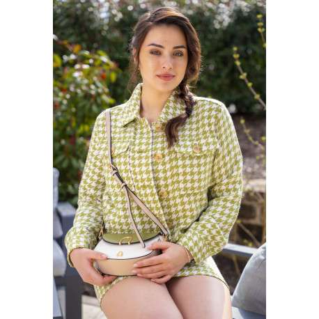 Short chino vert à imprimé pied de poule avec une coupe regular fit - Image 6