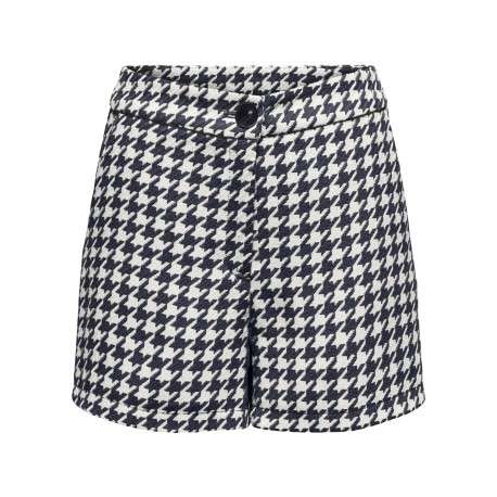 Short chino bleu marine à imprimé pied de poule avec une coupe regular fit