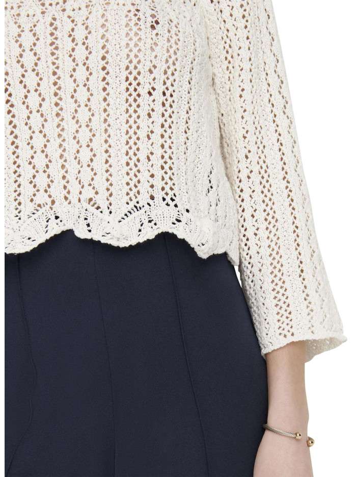 Top écru Ajouré Au Crochet Only - Taille S, Occasion En Très Bon état