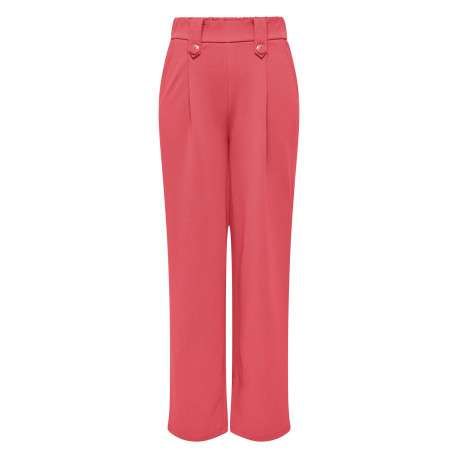 Pantalon corail uni à coupe bootcut avec une taille élastiquée et des passants