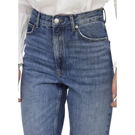 Jean en coton bleu légèrement délavé à coupe regular fit avec des revers - Image 7