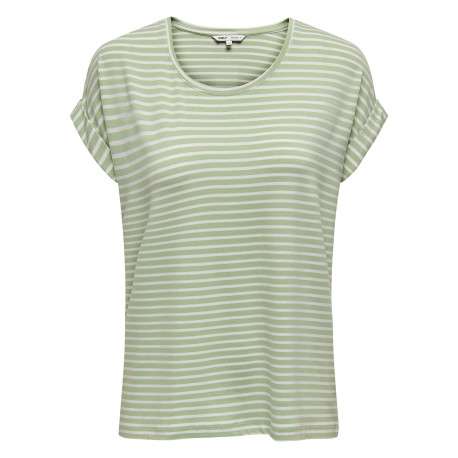 T-shirt vert à rayures horizontales avec une coupe ample et un col rond
