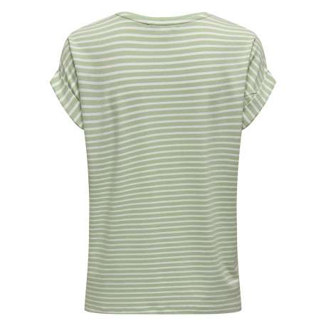 T-shirt vert à rayures horizontales avec une coupe ample et un col rond - Image 2