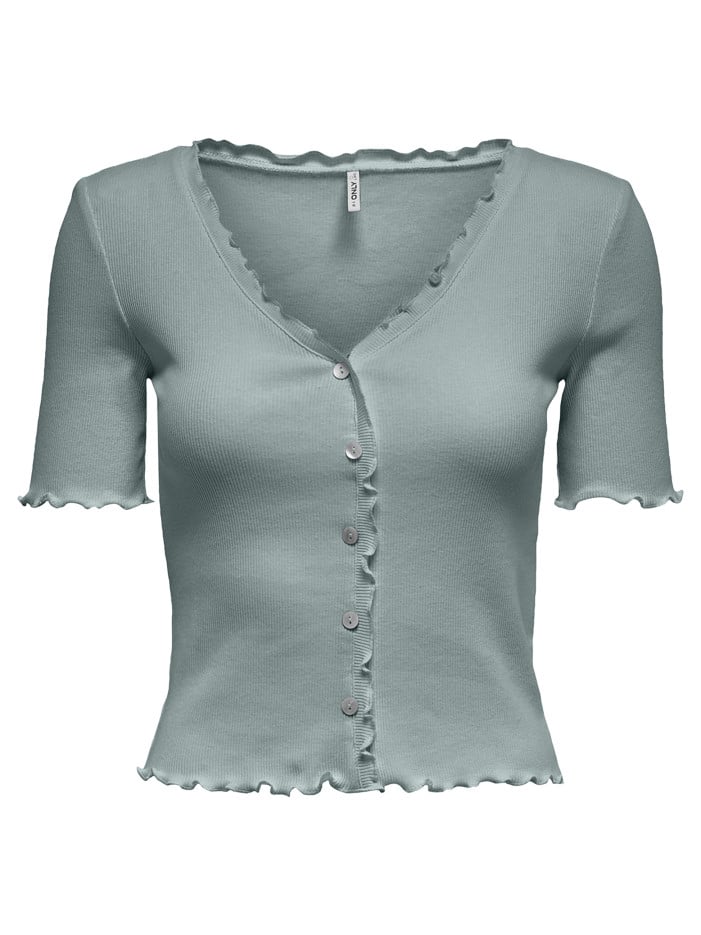 Top boutonné en coton vert...