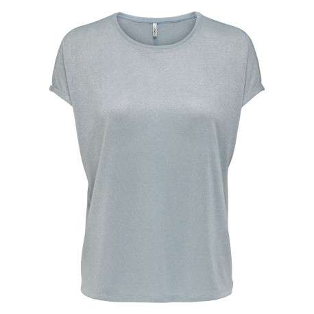 T-shirt bleu pailleté avec une coupe fluide et des ourlets cousus aux manches