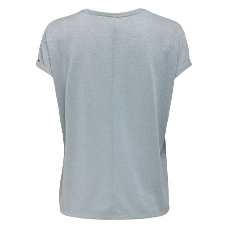 T-shirt bleu pailleté avec une coupe fluide et des ourlets cousus aux manches - Image 2