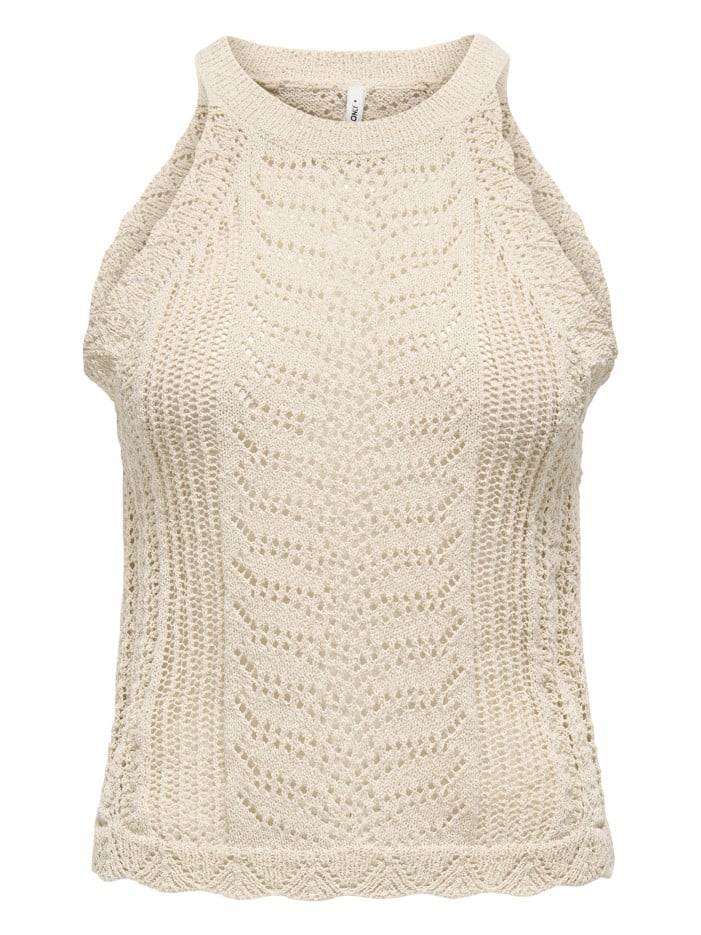 Top sans manches écru uni...