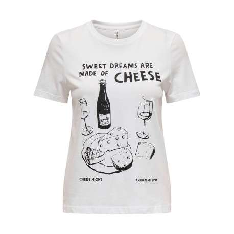T-shirt en coton blanc avec un gros imprimé à l'avant et un col rond