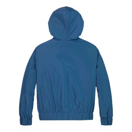 Coupe-vent à capuche zippé bleu uni avec une coupe droite et le logo imprimé - Image 2