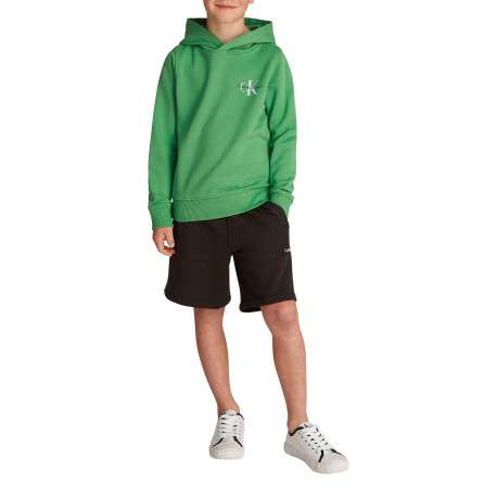 Sweat à capuche en coton vert uni avec une coupe droite et le logo imprimé - Image 4
