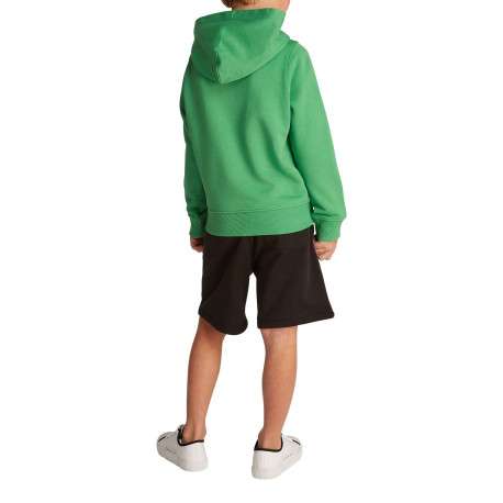 Sweat à capuche en coton vert uni avec une coupe droite et le logo imprimé - Image 6