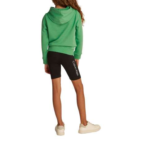 Sweat à capuche en coton vert uni avec une coupe droite et le logo imprimé - Image 7