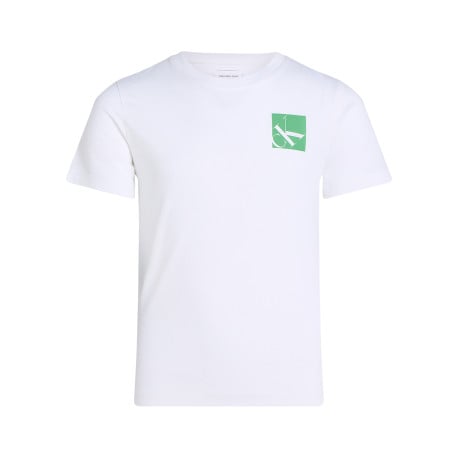 T-shirt en coton blanc uni avec une coupe droite un col rond et le logo imprimé