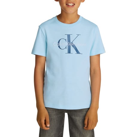 T-shirt en coton bleu ciel avec le logo imprimé en gros et un col rond - Image 4