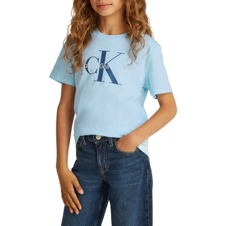 T-shirt en coton bleu ciel avec le logo imprimé en gros et un col rond - Image 5