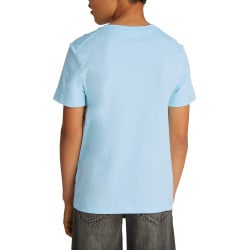 T-shirt en coton bleu ciel avec le logo imprimé en gros et un col rond