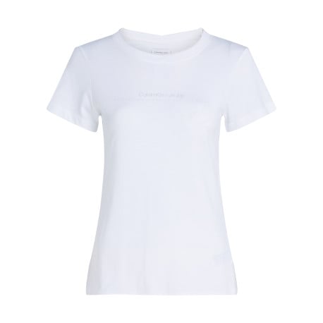 T-shirt en coton blanc uni avec une coupe ajustée et un col rond