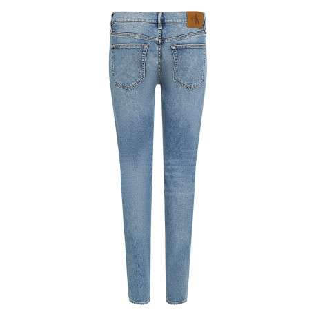 Jean en coton bleu stone délavé avec une coupe slim et une taille intermédiaire - Image 2