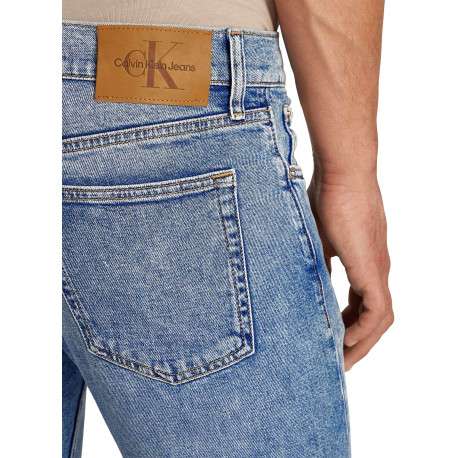Jean en coton bleu stone délavé avec une coupe slim et une taille intermédiaire - Image 3