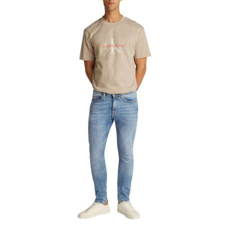 Jean en coton bleu stone délavé avec une coupe slim et une taille intermédiaire - Image 5