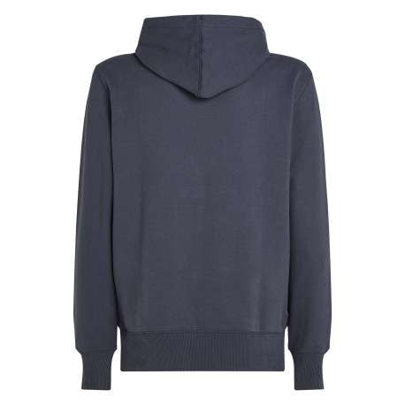 Sweat à capuche en coton bleu marine uni à coupe droite avec un petit patch - Image 2