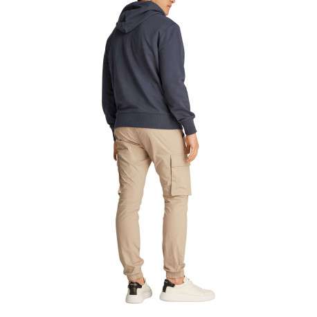 Sweat à capuche en coton bleu marine uni à coupe droite avec un petit patch - Image 6