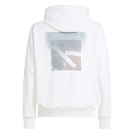 Sweat à capuche en coton blanc avec une coupe droite et un imprimé au dos - Image 2