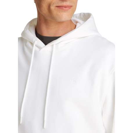 Sweat à capuche en coton blanc avec une coupe droite et un imprimé au dos - Image 3