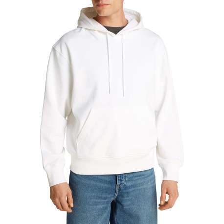 Sweat à capuche en coton blanc avec une coupe droite et un imprimé au dos - Image 4