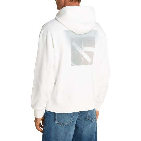 Sweat à capuche en coton blanc avec une coupe droite et un imprimé au dos - Image 5
